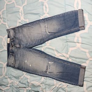 Cosmic Blue Love Distressed Boyfriend Jeans